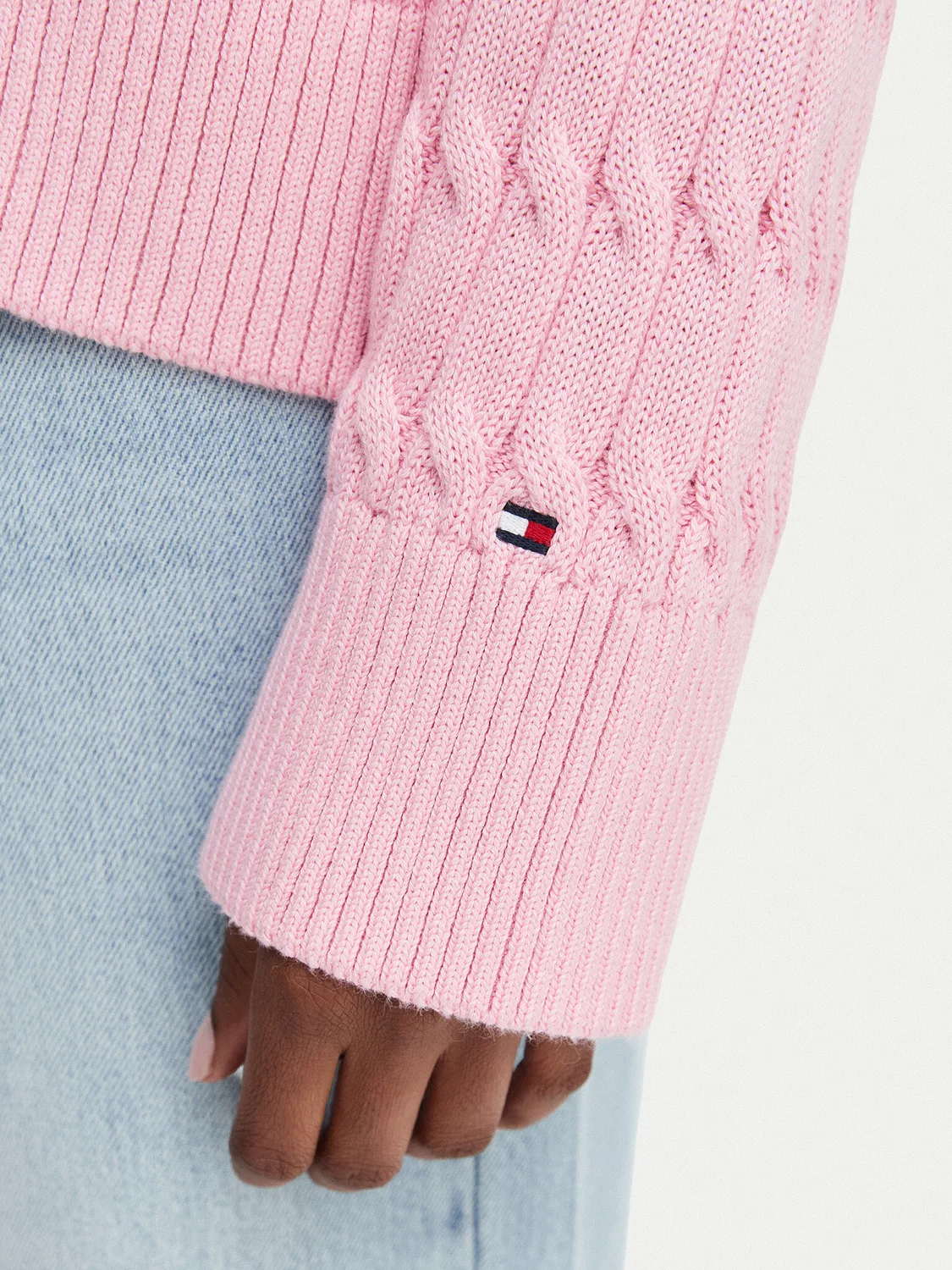 Женский кардиган стандартного кроя Mid Gg Cable Tommy Hilfiger, светло-розовый — фото 4