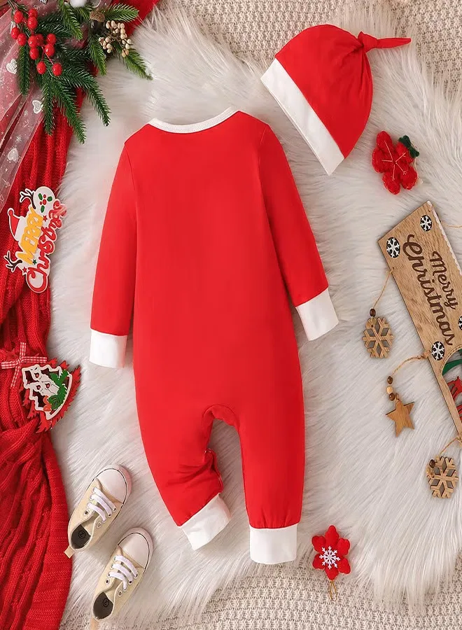 Боди-комбинезон новогодний с шапочкой комплект Merry Christmas Babyqlo — фото 2