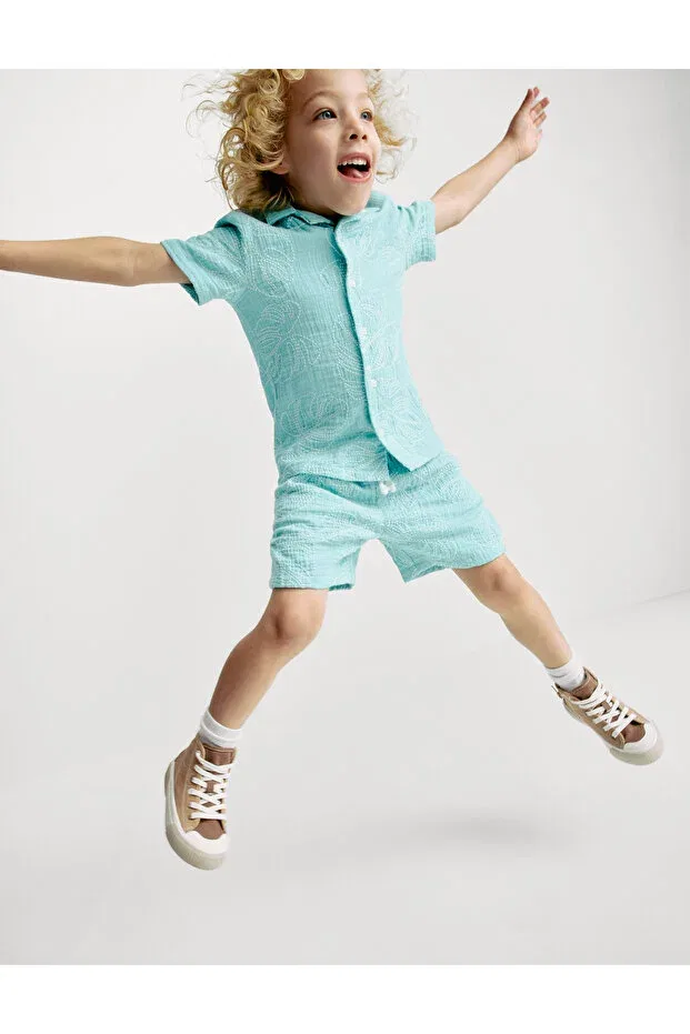 Детская рубашка для мальчиков с вышивкой Marks & Spencer, Blue — фото 4