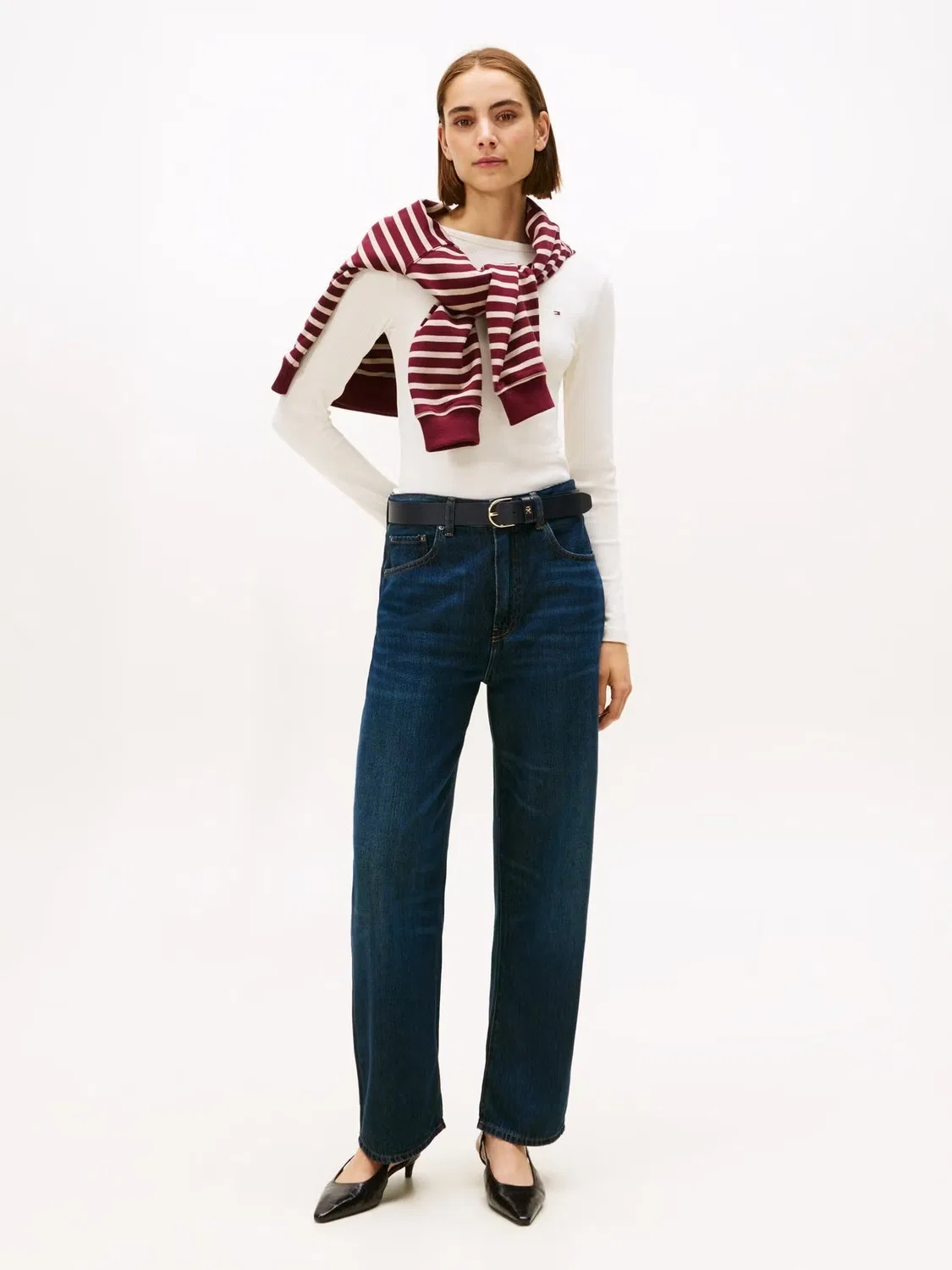 Футболка с длинным рукавом с рубчиком Tommy Hilfiger, айвори — фото 3