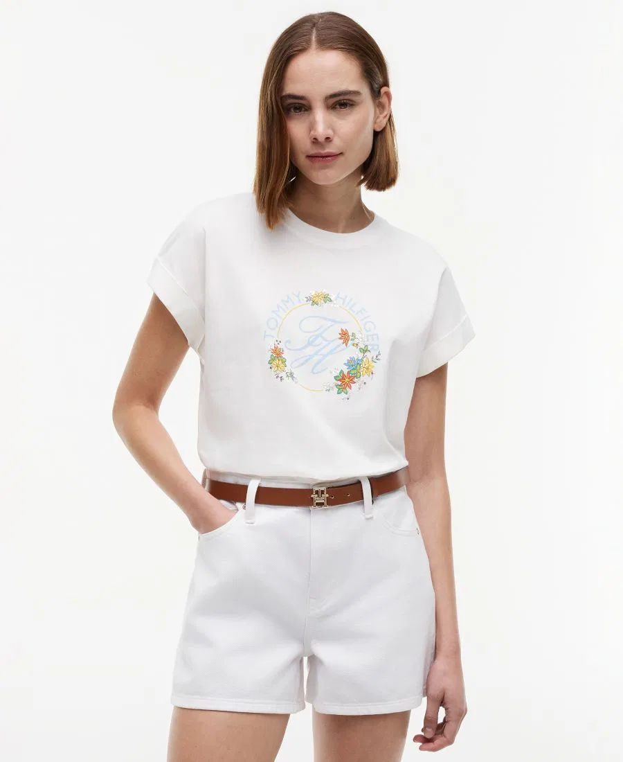 Женская футболка хлопковая Tommy Hilfiger, Ecru