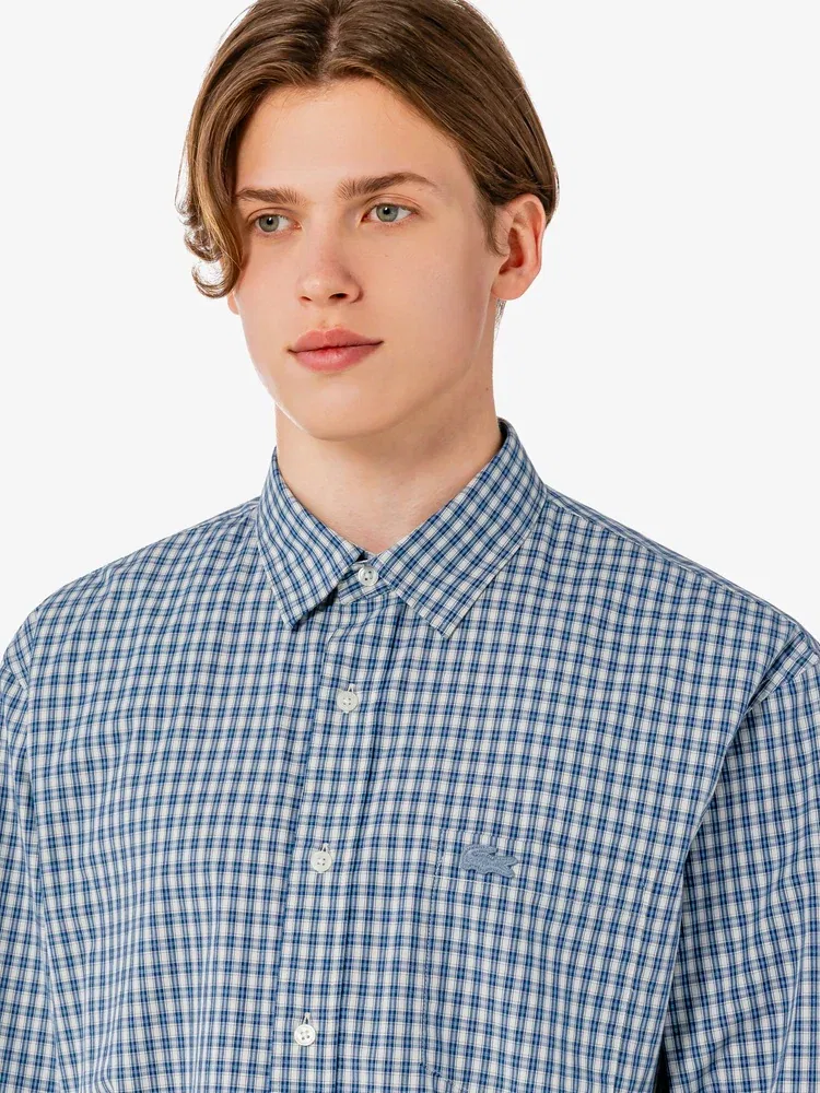Рубашка с длинным рукавом, хлопок, клетка LACOSTE, Navy — фото 2