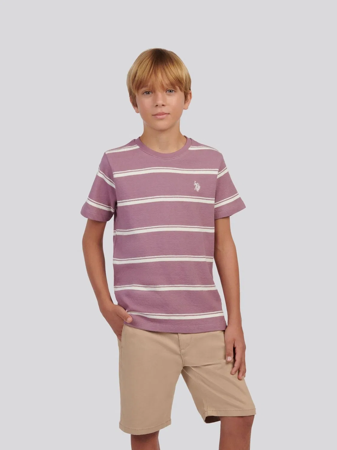 Футболка с полосками Terry Stripe U.S. Polo Assn, фиолетовый