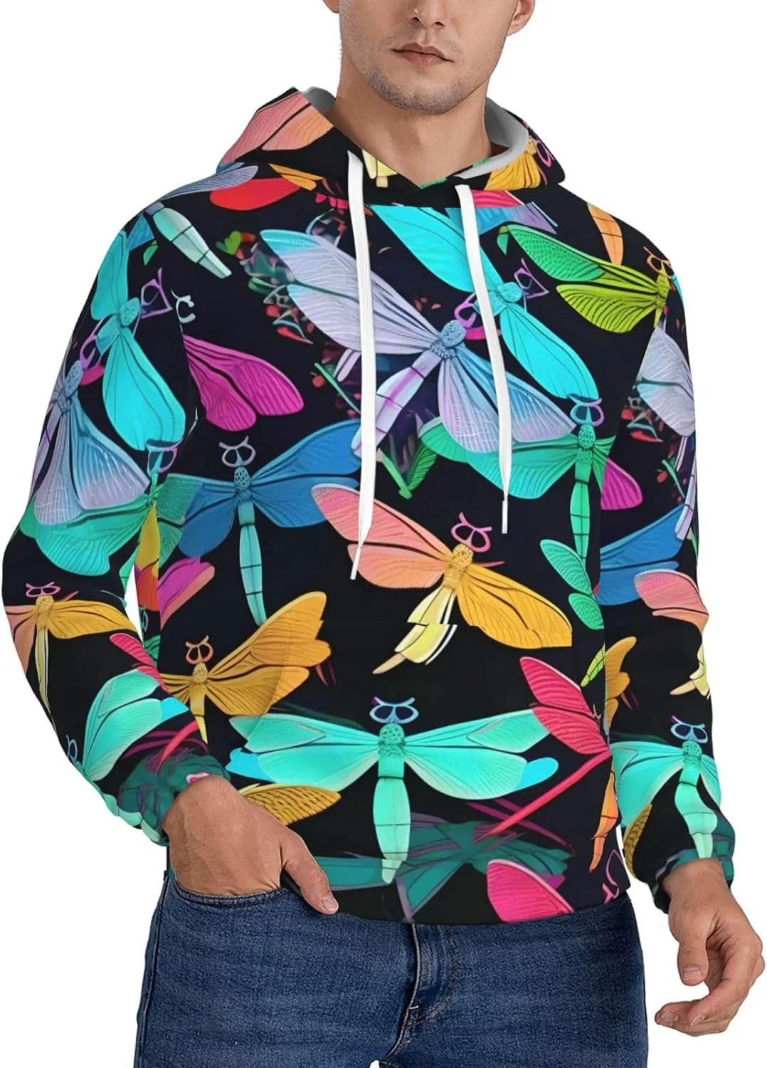 

Толстовка с капюшоном BaerK для мужчин, с принтом стрекоз, на молнии