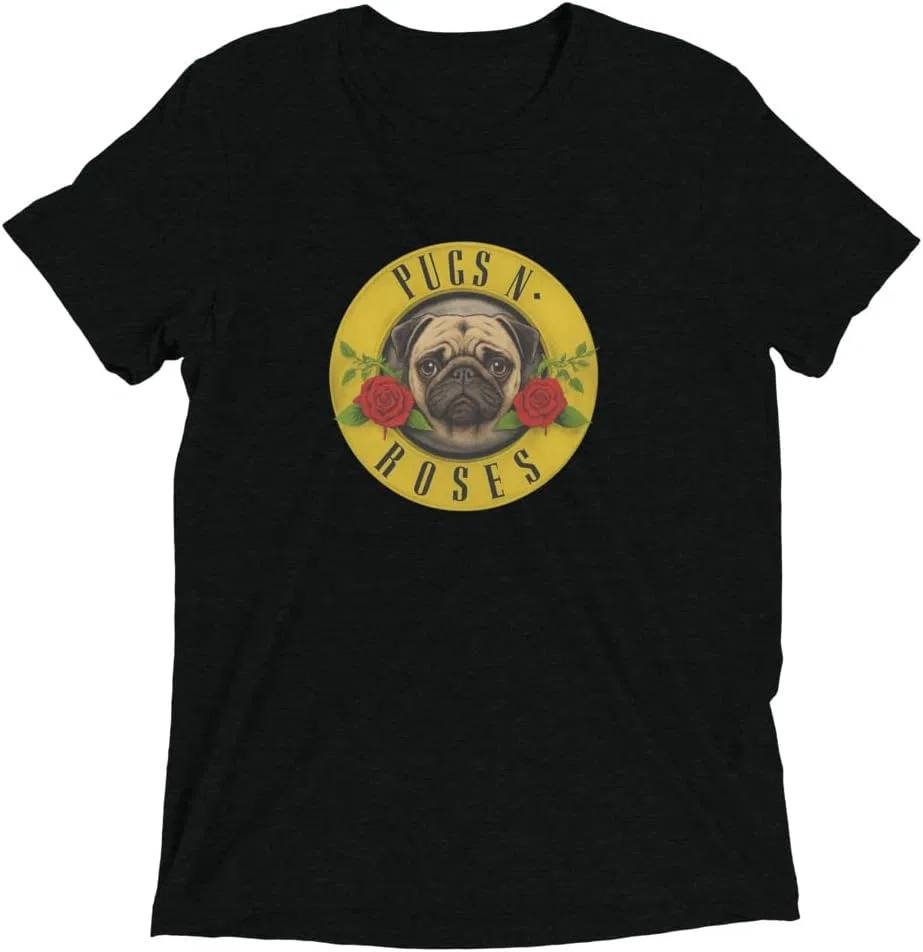 Мужская футболка с коротким рукавом Pugs N’ Roses, Black