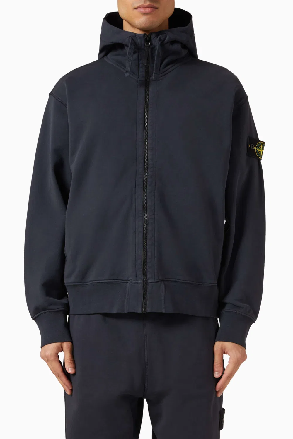 Худи на молнии с вертикальным принтом Stone Island