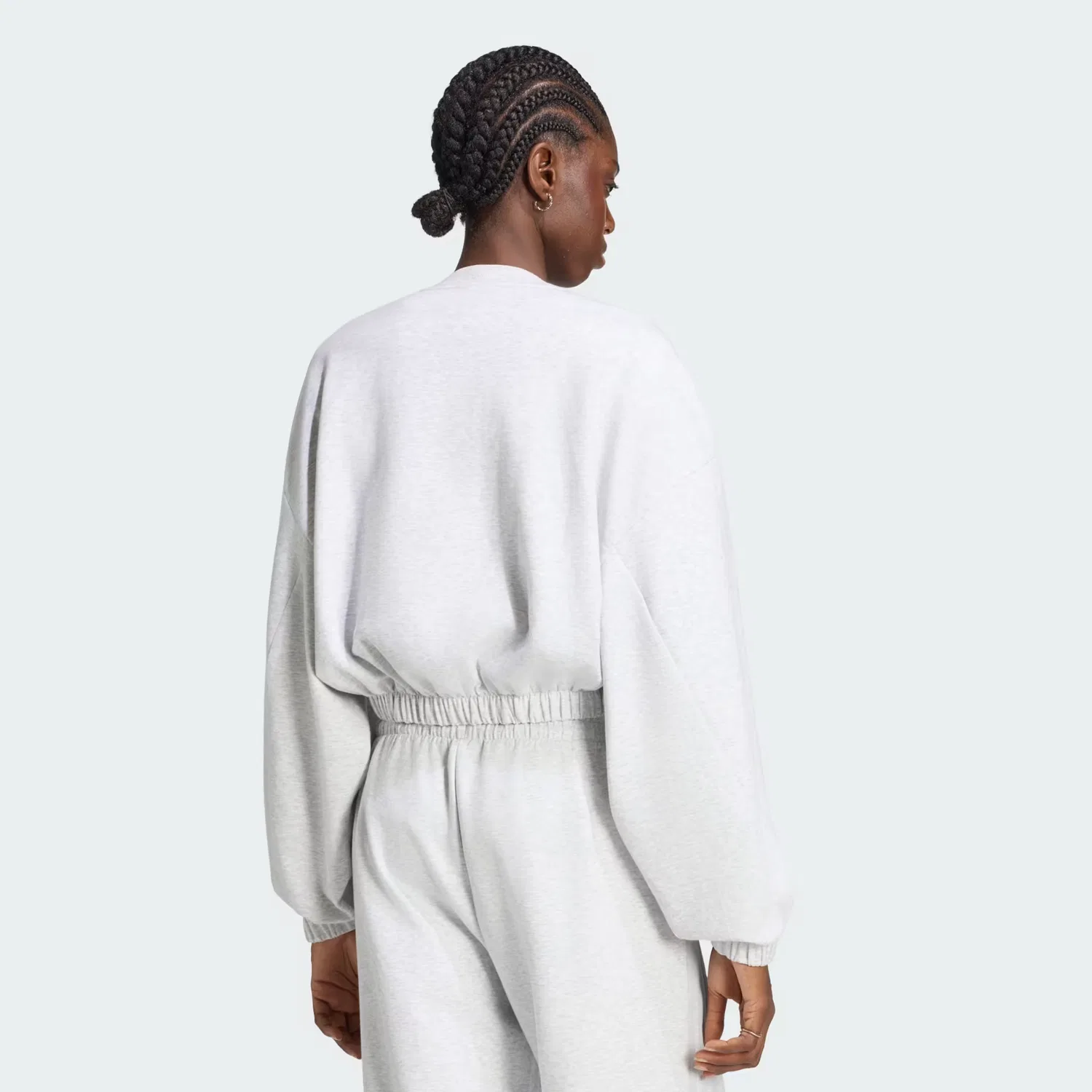 Женский свитшот оверсайз Crewneck Adidas Originals, светло-серый меланж — фото 2