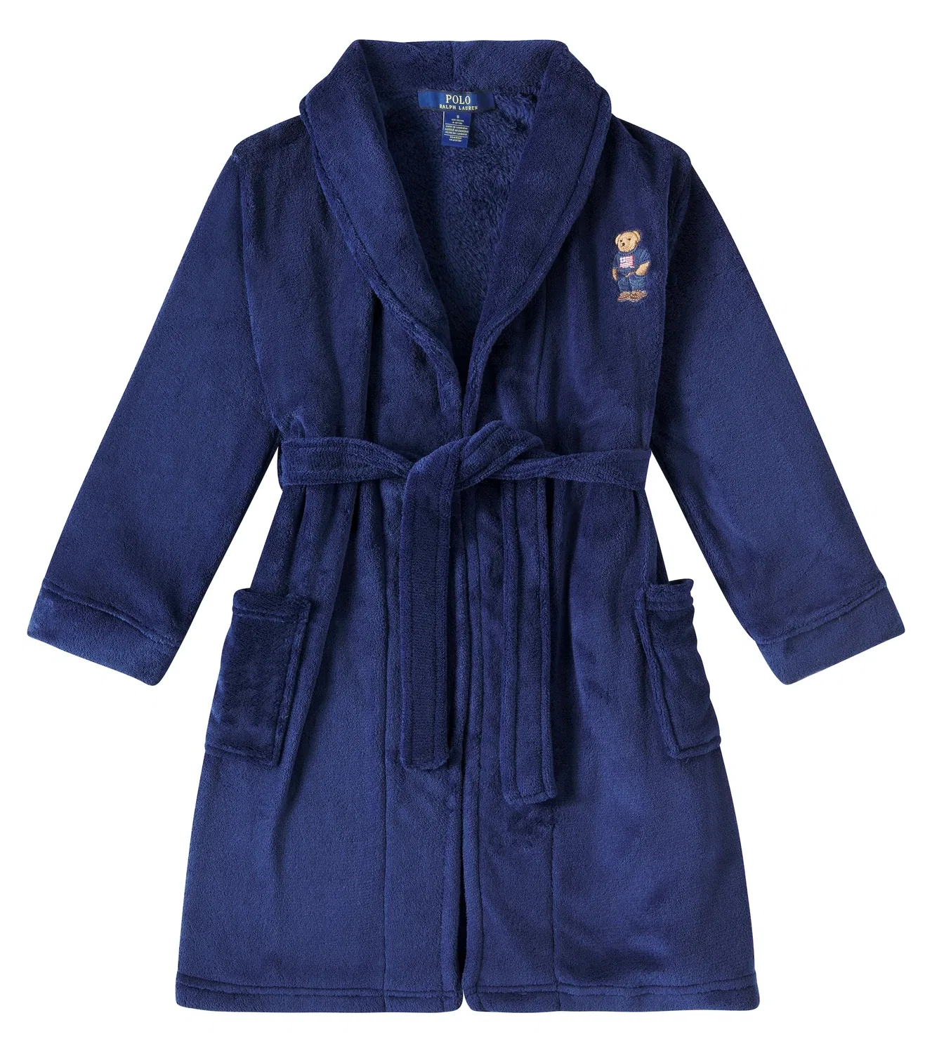 Махровый халат с мишкой Polo Ralph Lauren Kids, синий