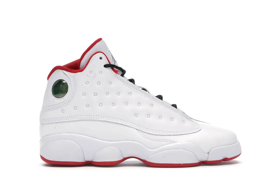 Детские кроссовки с асимметричным дизайном Jordan 13 Retro Alternate History of Flight Jordan, White/Metallic Silver-University Red