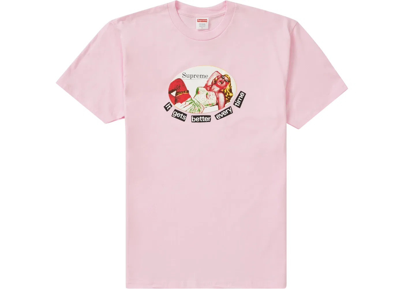 Мужская футболка с принтом Supreme It Gets Better Every Time Tee, Light Pink