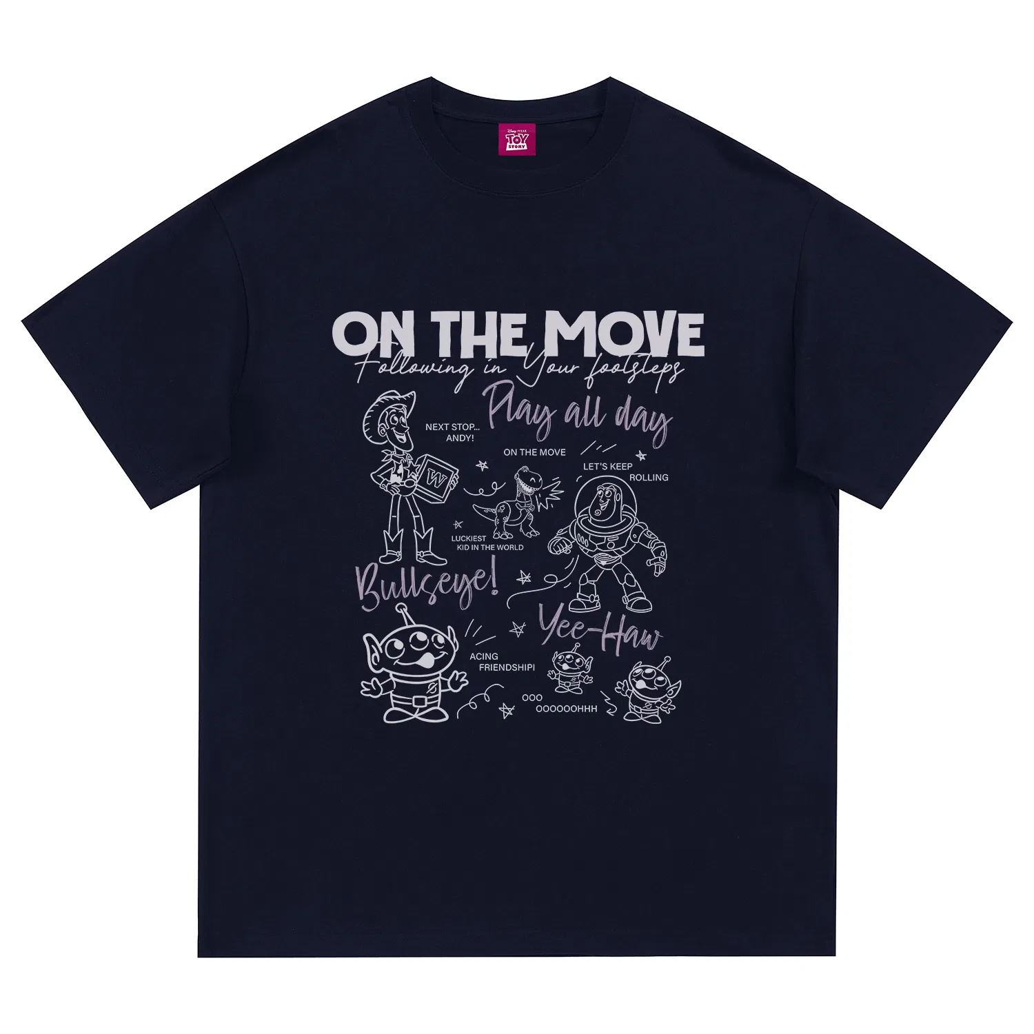 Детская футболка с принтом Disney Unisex Crew Neck Thin Straight Fit, Navy Blue