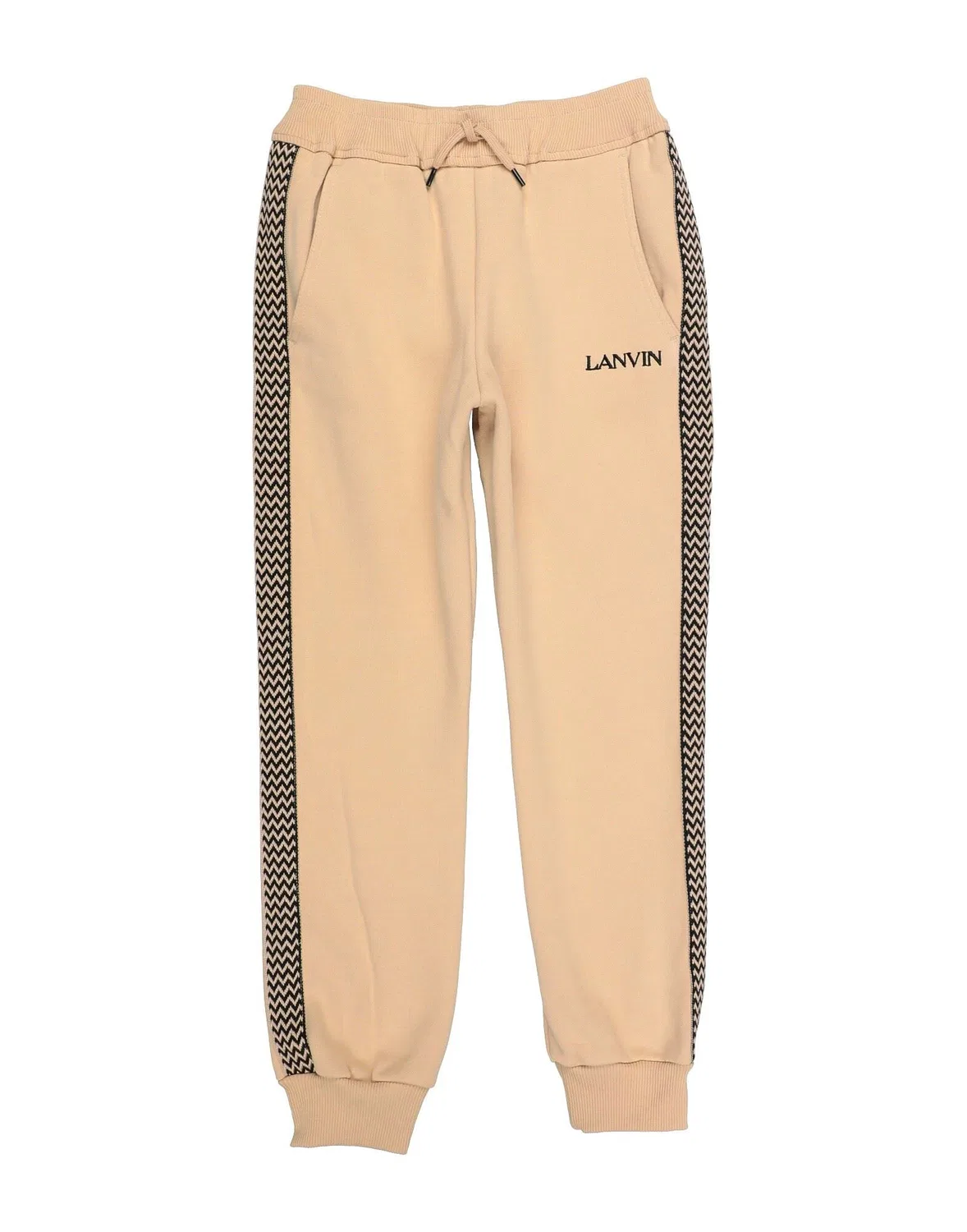 Детские брюки для девочек на флисе с аппликациями Lanvin, бежевый