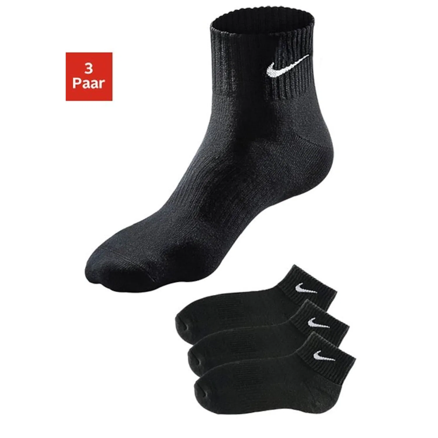 Мужские короткие носки с футером Nike, Black