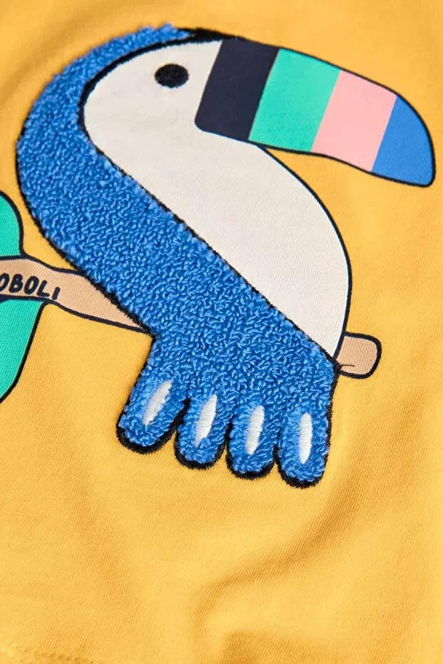 Детская футболка для мальчиков с принтом Parrot Printed Boboli, Yellow — фото 4