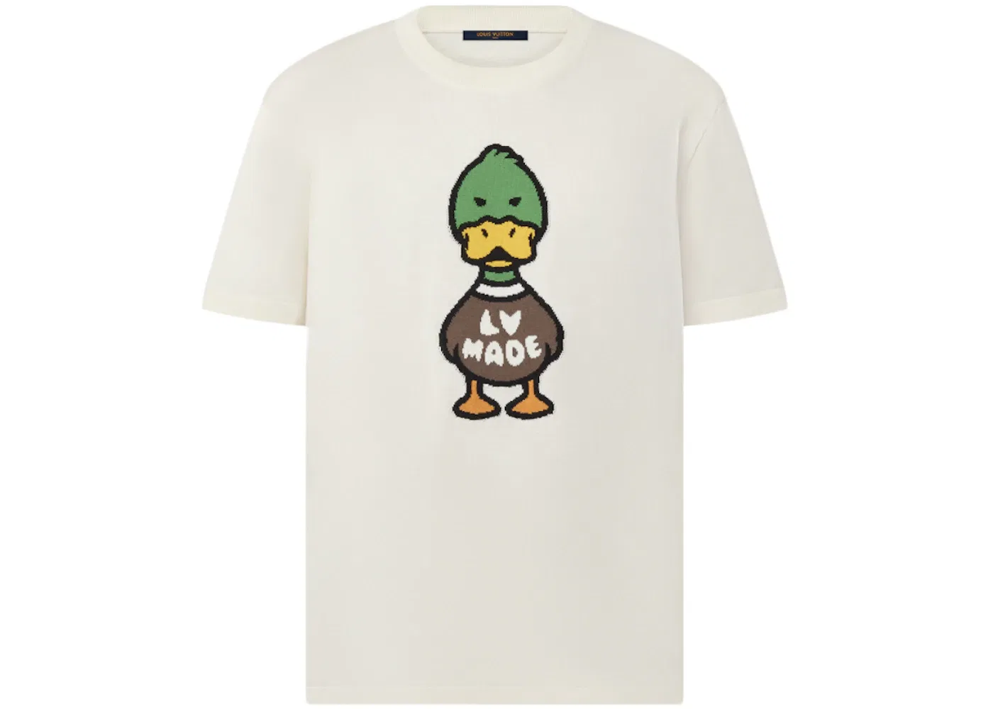 Мужской свитшот с принтом Louis Vuitton x Nigo Intarsia Jacquard Duck Short-Sleeved Crewneck, Off White