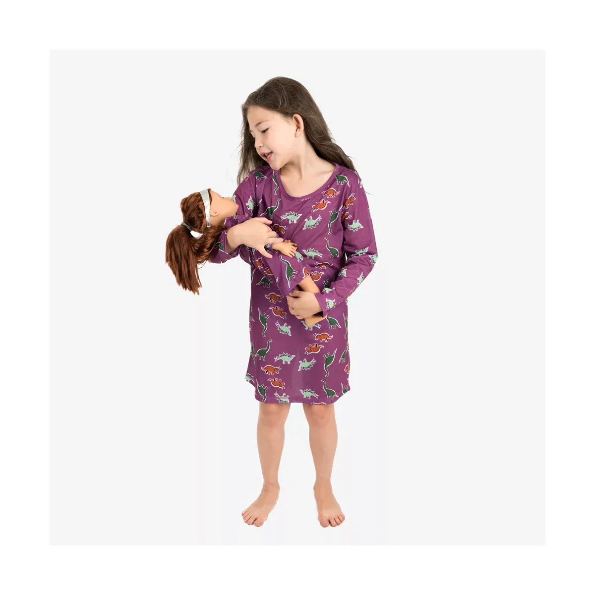 Детский комплект ночных рубашек с длинным рукавом Girl and Doll LEVERET, Dinosaur