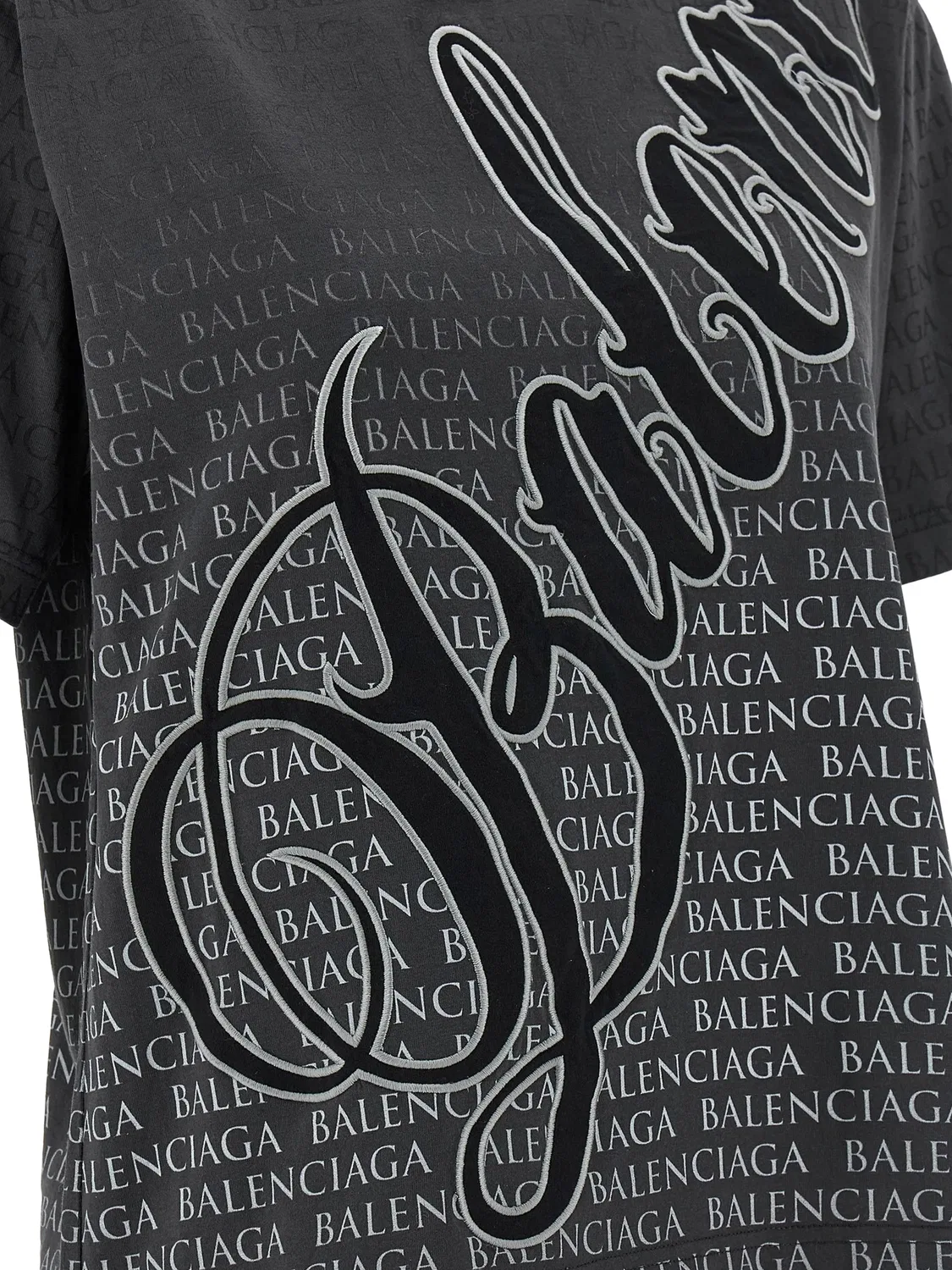 Футболка Cursive с графичным принтом Balenciaga, серый — фото 4