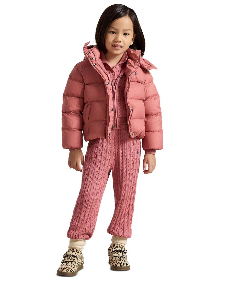 Детская куртка с капюшоном и наполнителем из пуха, с длинным рукавом Polo Ralph Lauren, Canvas Pink — фото 2