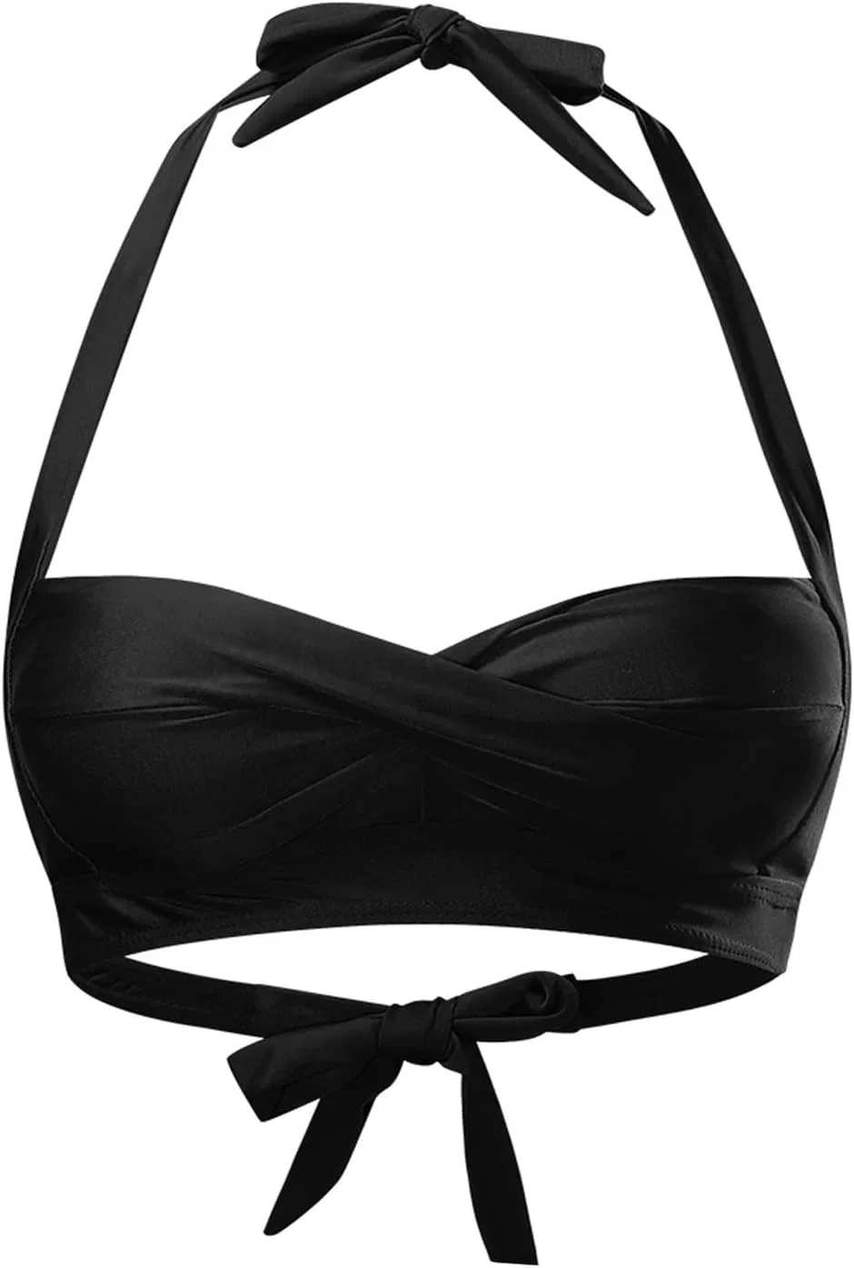 Женский бикини-топ на завязках с push-up, Black — фото 4