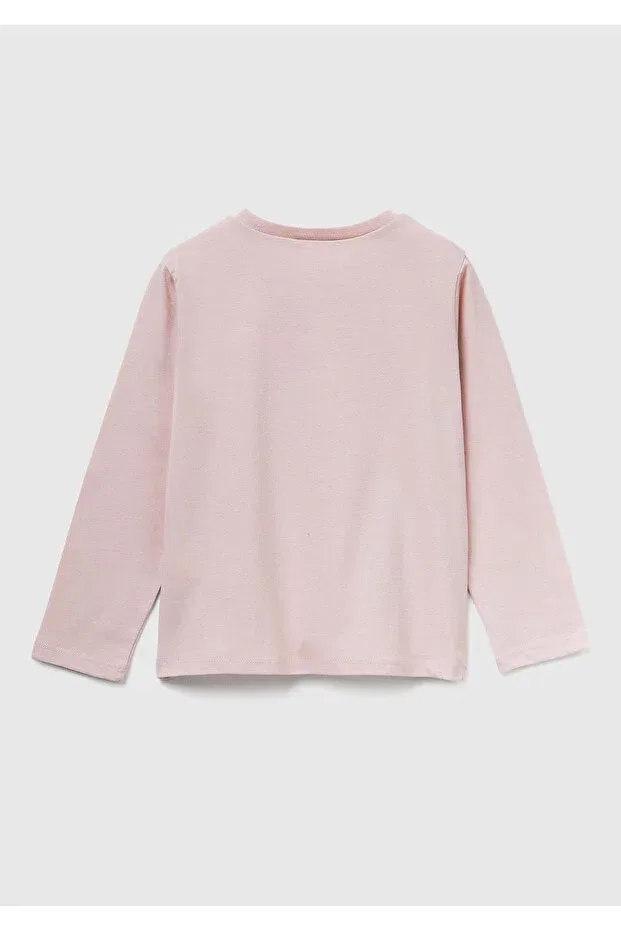 Детские свитшот для девочек с принтом United Colors Of Benetton, Powder Pink — фото 2