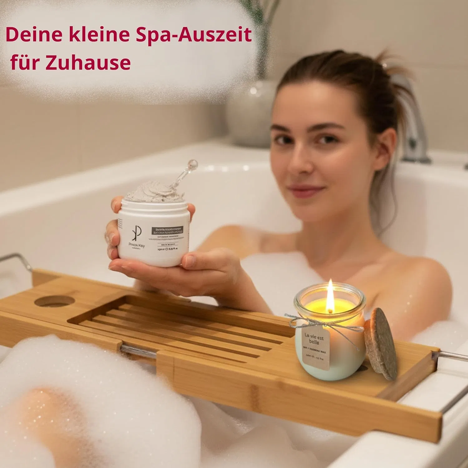 Набор для ванны и тела, Butter Body Scrub, Private Key Cosmetics, с крем-скрабом, свечой и рукавицей, 200 мл — фото 2