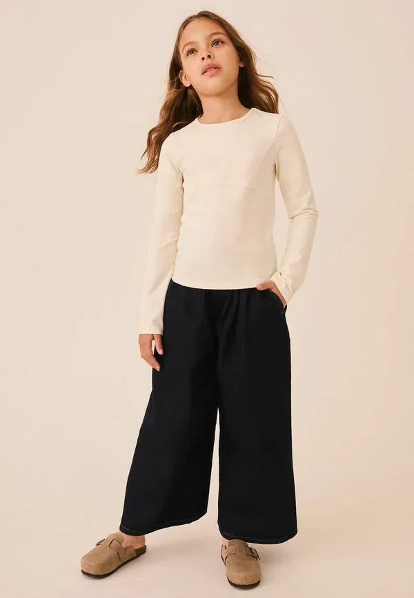 Джинсы деним Regular fit - pull on wide leg jeans - relaxed fit jeans Next Blue Rinse Wash Denim, синий
