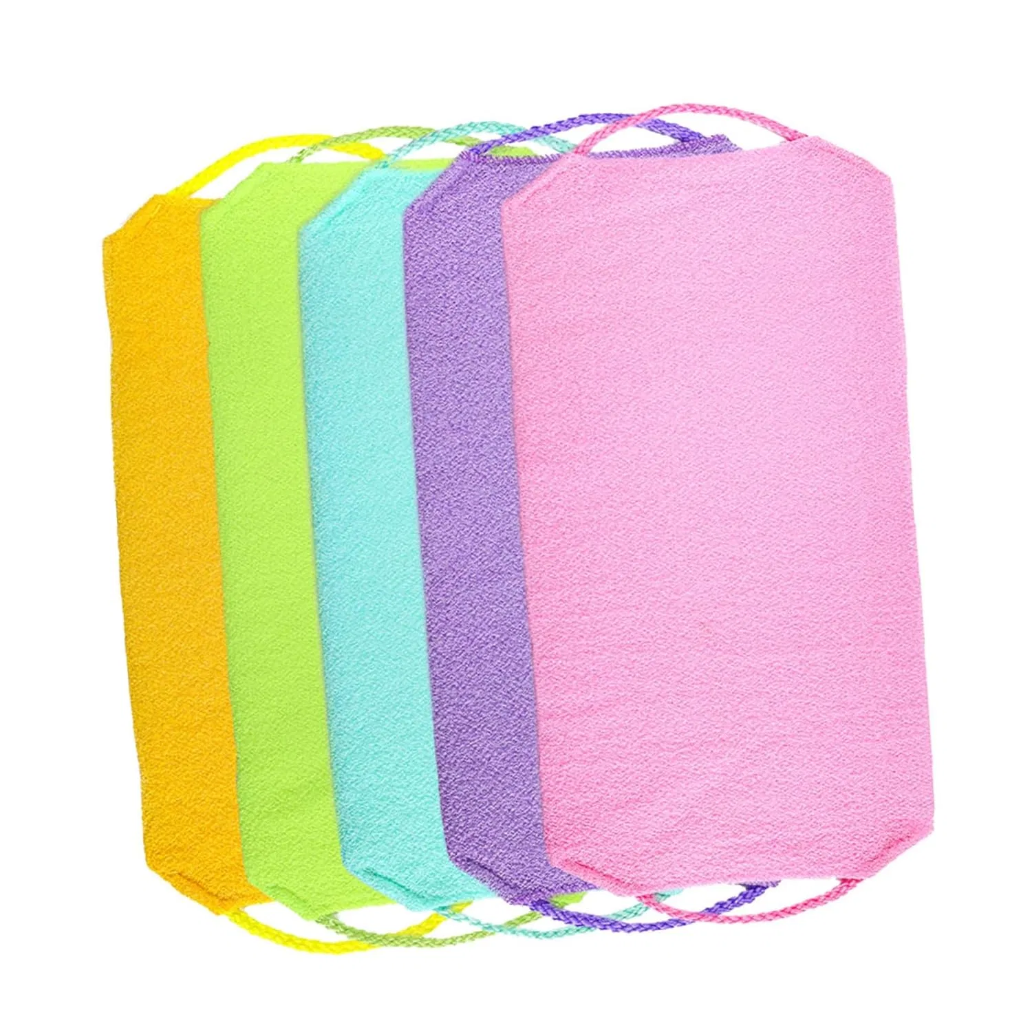 Скребок для спины с лентой, 5 шт, JEWEDECO, Gelb, Grün, Blau, Rosa