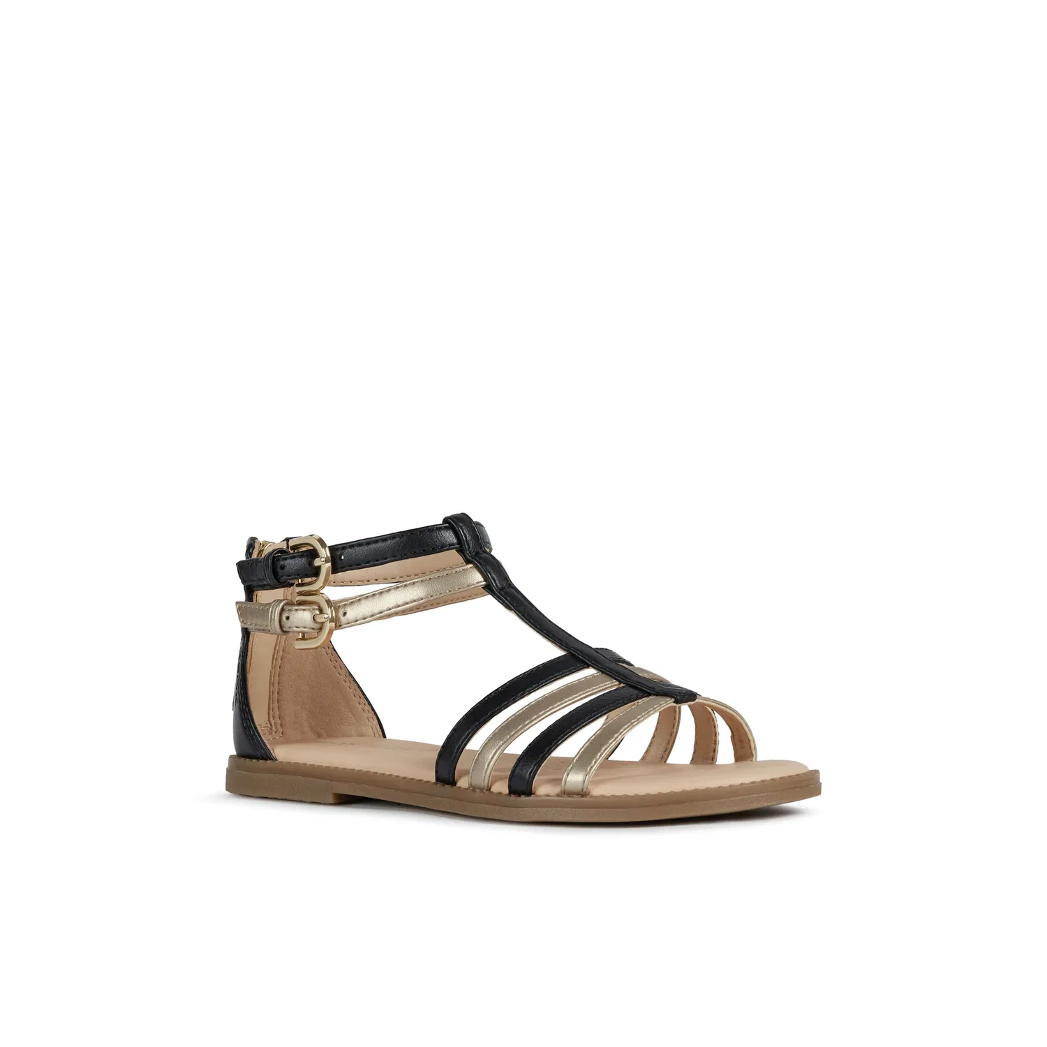 Детские босоножки на регулируемых ремешках Geox, Black/Gold