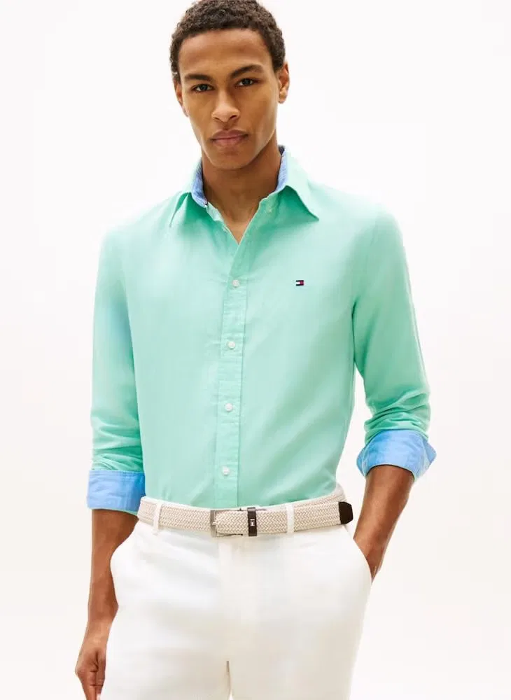 Рубашка с длинным рукавом Regular fit Tommy Hilfiger, бирюзовый — фото 3