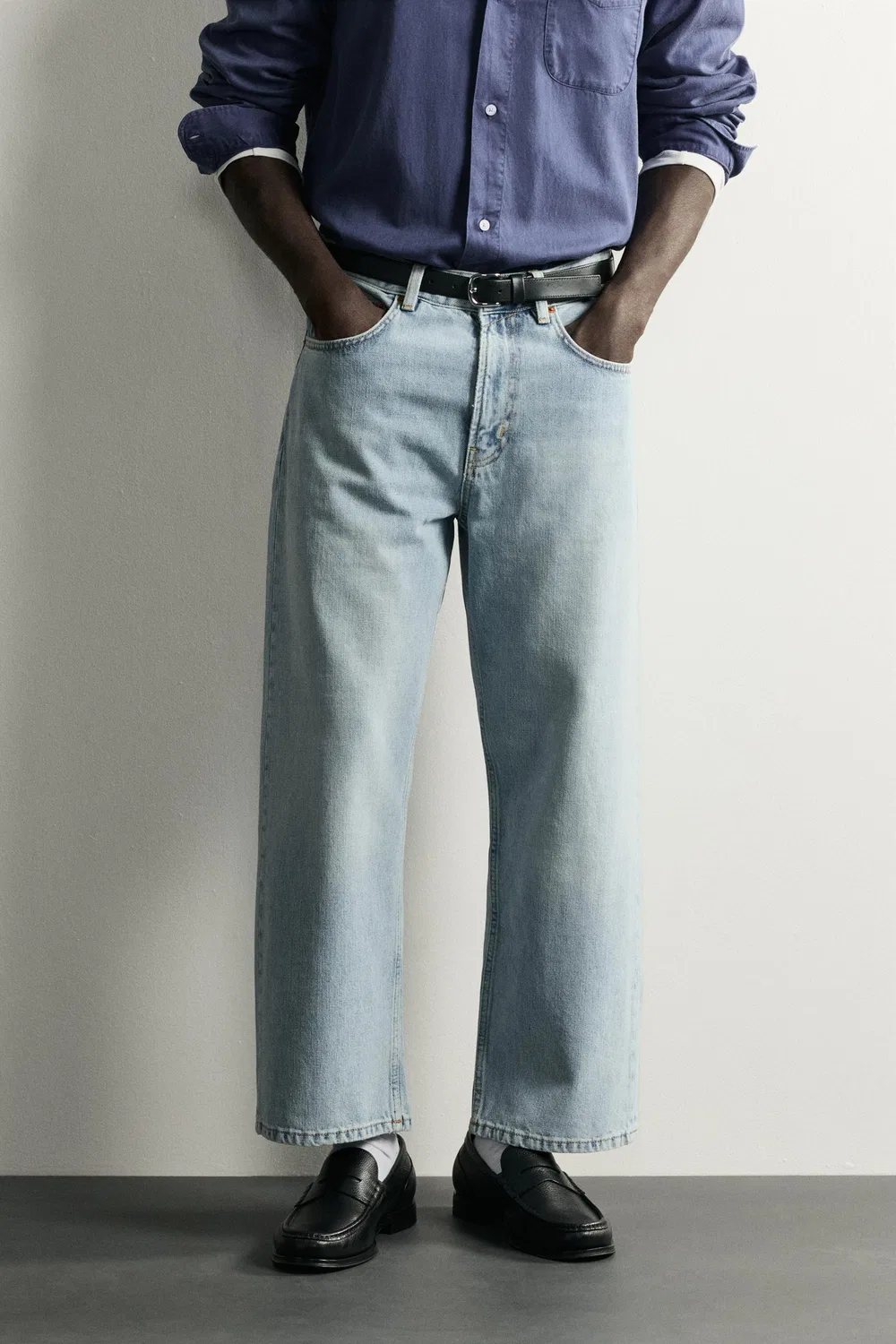 Свободные укороченные джинсы ZARA, Mid-blue — фото 2