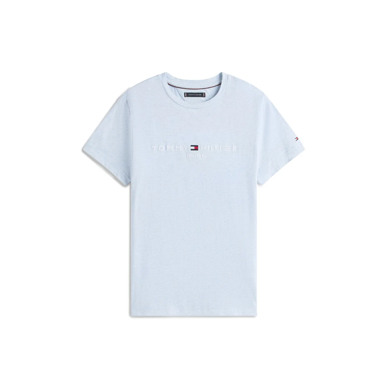 Мужская футболка с логотипом Tommy Hilfiger из чистой хлопковой ткани, Heathered Blue — фото 3