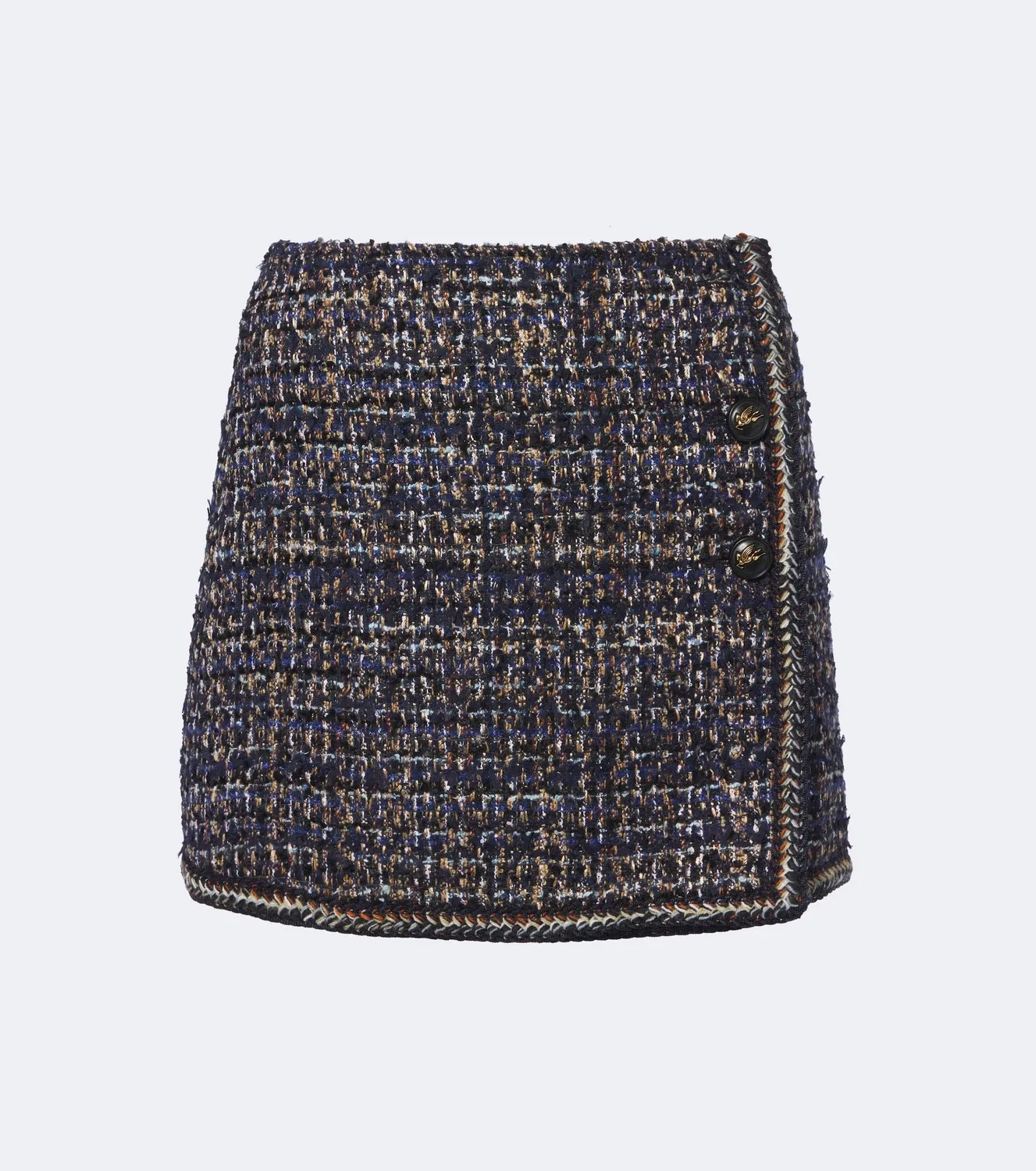 Твидовая мини-юбка Etro, синий