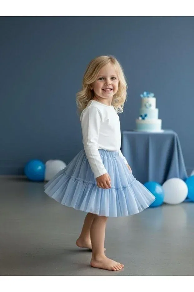 Детская юбка для девочек с эластичным поясом Zekids, Blue — фото 3