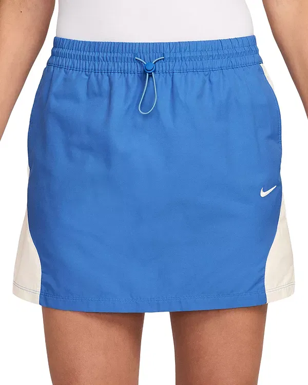Женская мини-юбка из хлопка и нейлона с цветными боковыми вставками Nike, Photo Blue/Chalk