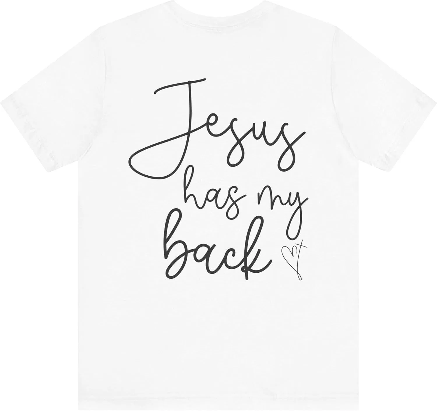 Футболка с принтом Jesus Has My Back Bella Canvas 3001, White — фото 2