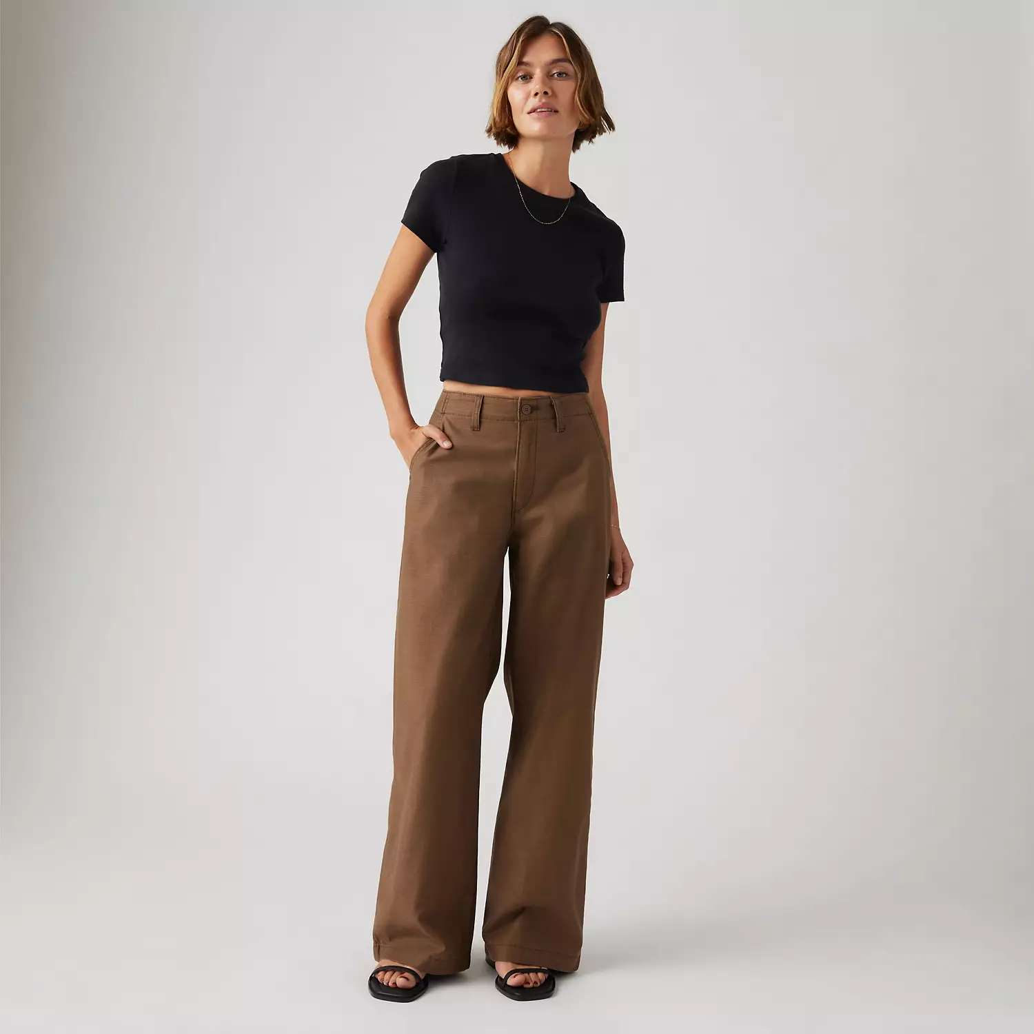 

Прямые женские брюки 90-х годов Levi's, цвет Dark Earth - Brown