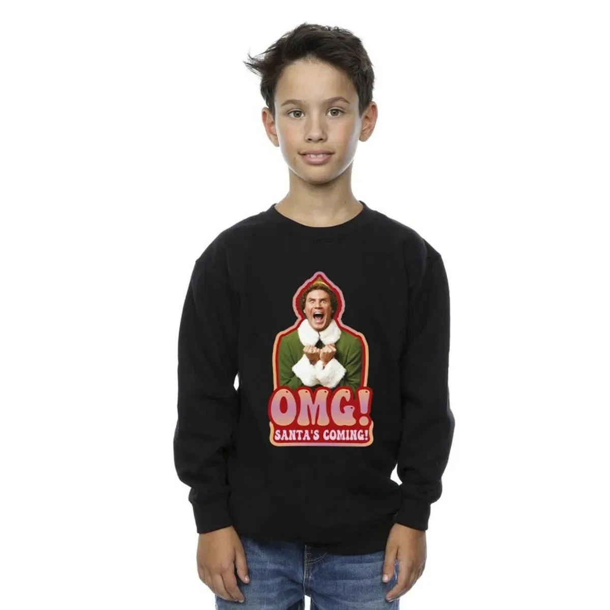 Свитшот с принтом Santa is coming Elf, Black