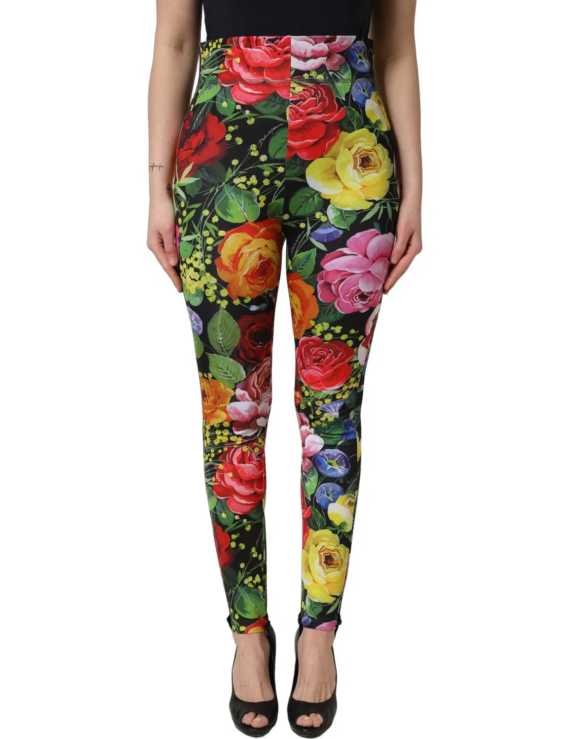 Женские леггинсы с цветочным принтом Dolce & Gabbana, Multicolor — фото 3