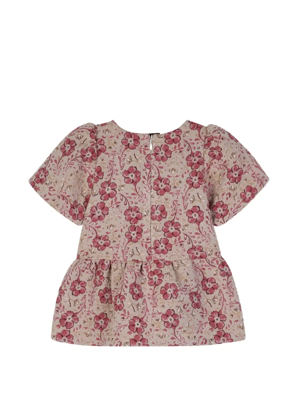 Жаккардовое платье с объемными рукавами Chloe Kids, бежевый — фото 2