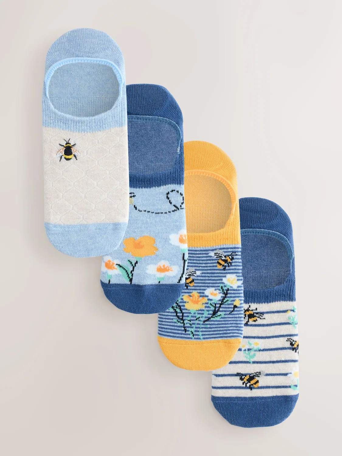 Носки невидимые 4 пары Next, Navy/Ochre Bee