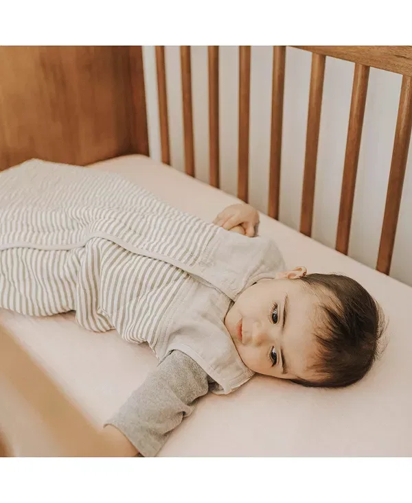 Детский спальный мешок для новорожденных стеганый Unisex cotton muslin quilted sleep bag Little Unicorn, Grey Stripe — фото 2