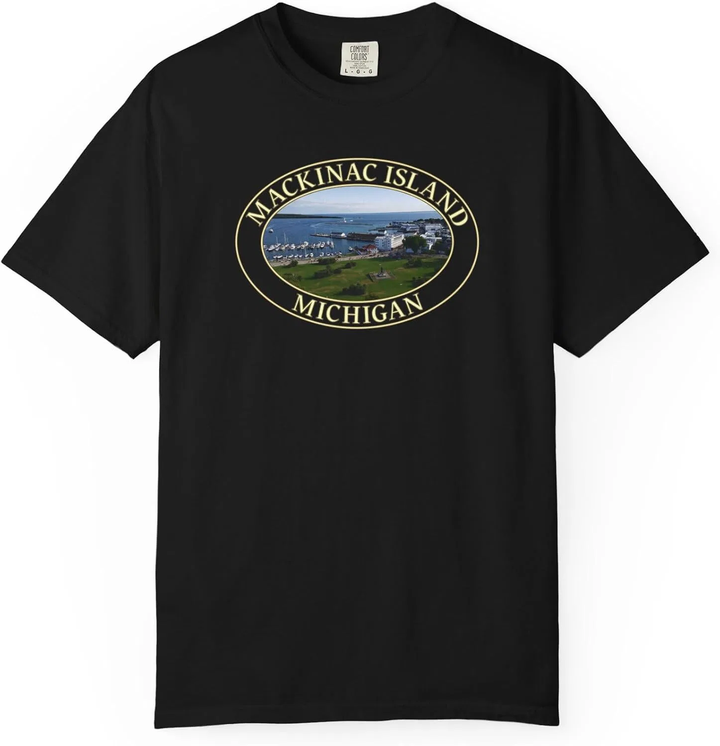 Футболка с фотографией гавани Макино Comfort Colors 1717, Black