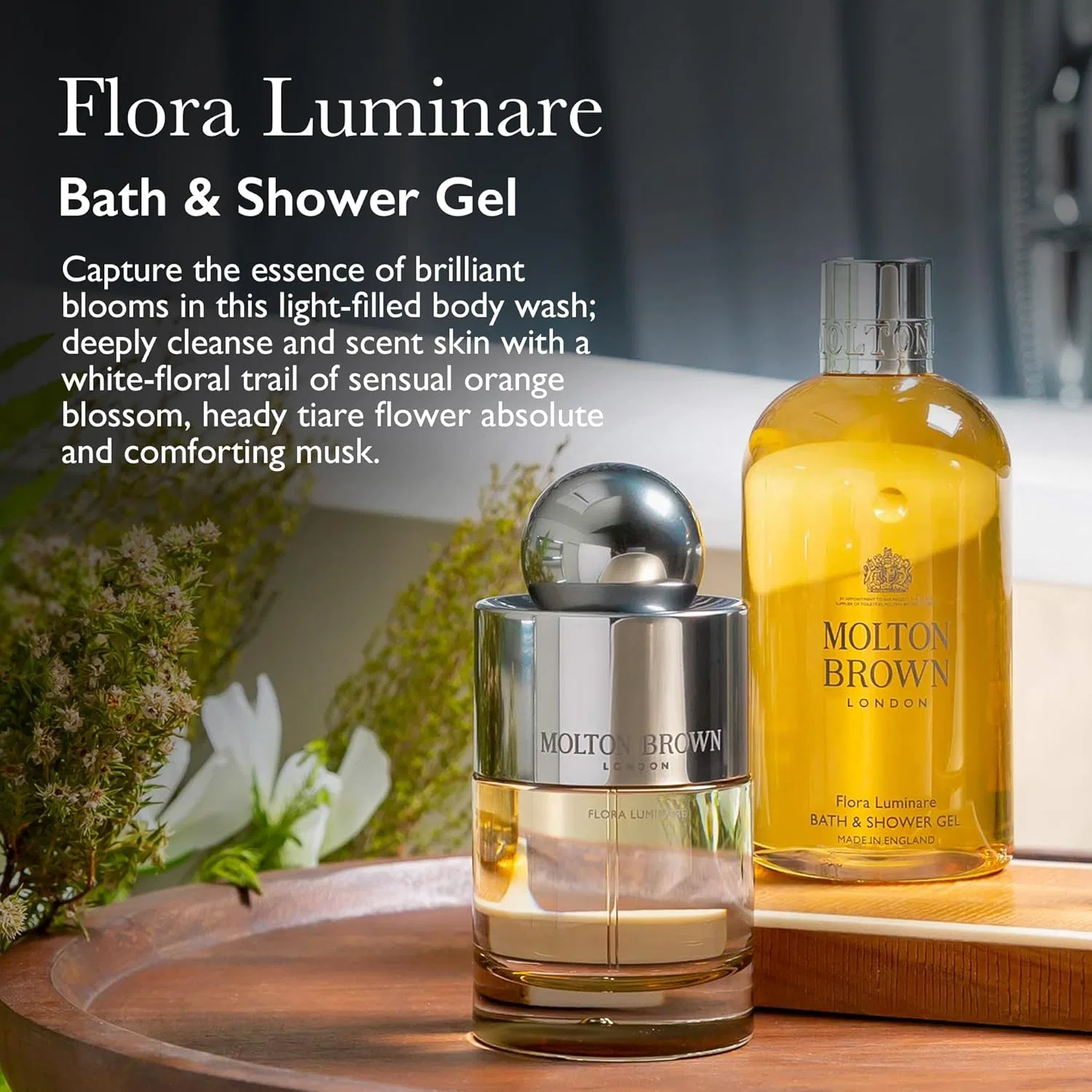 Гель для душа и ванны Molton Brown Flora Luminare, 300 мл, Musk, Orange Blossom, Jasmine, Rose — фото 2