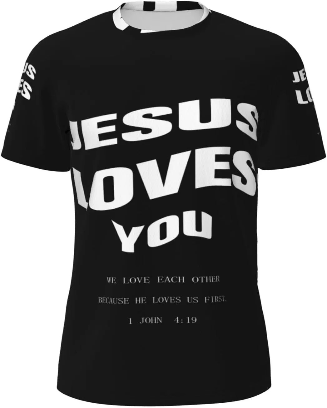 Мужская быстросохнущая футболка с сетчатой тканью, Religious Christian Faith Jesus Loves You