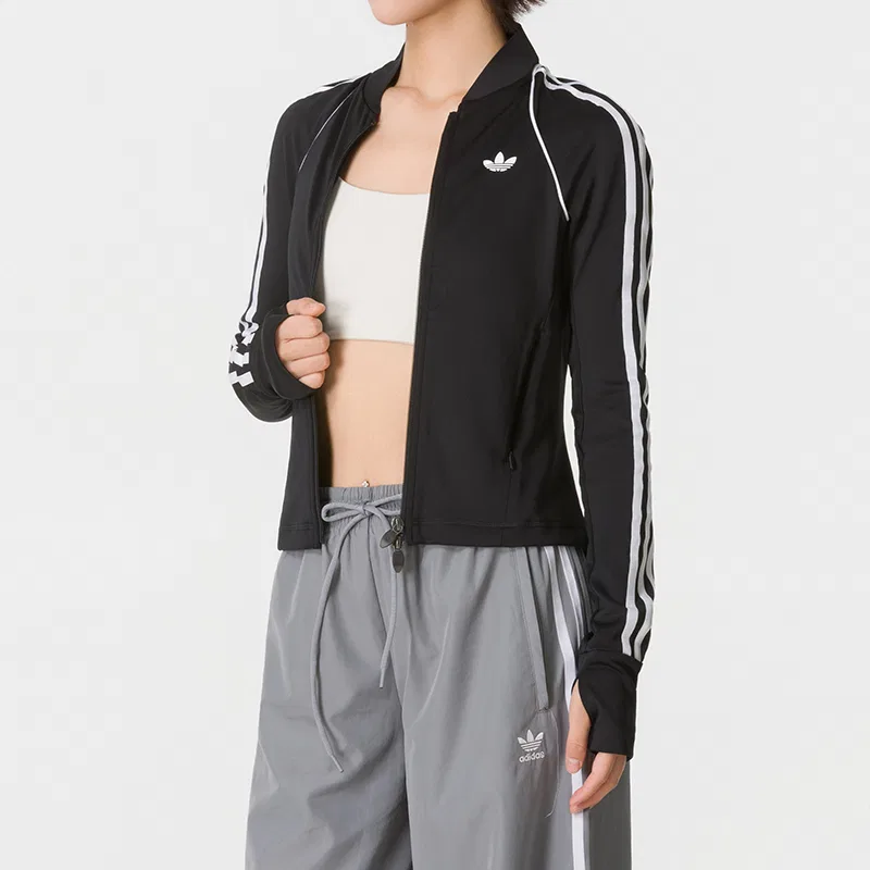 Женская куртка с воротником-стойкой черная Adidas Originals, Black — фото 4