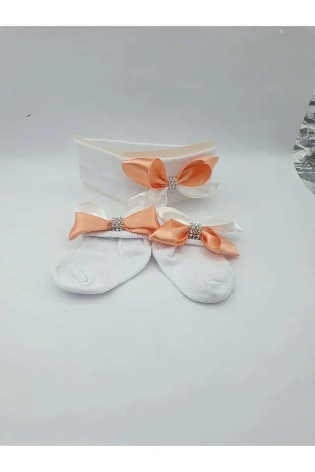 Детские носки-бандана с аксессуарами Özkardeşler Baby, Cream Pink White — фото 3