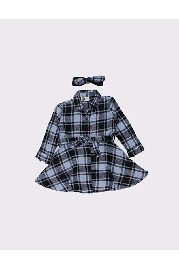 Детский комплект платьев для девочек с принтом в клетку Rg Kidsstore, Blue — фото 4