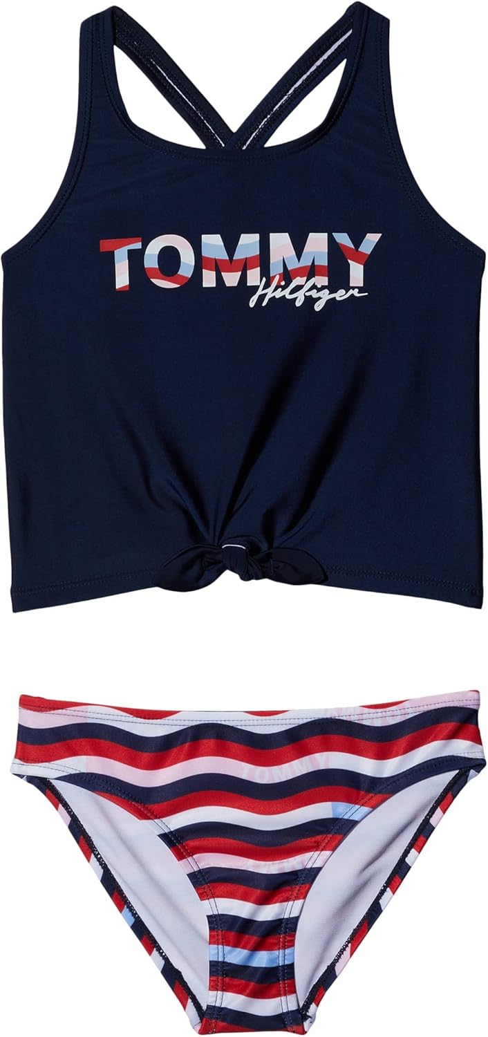 

Купальник-танкини Tommy Hilfiger с принтом «волна» для девочек (для детей старшего возраста), Navy Blazer
