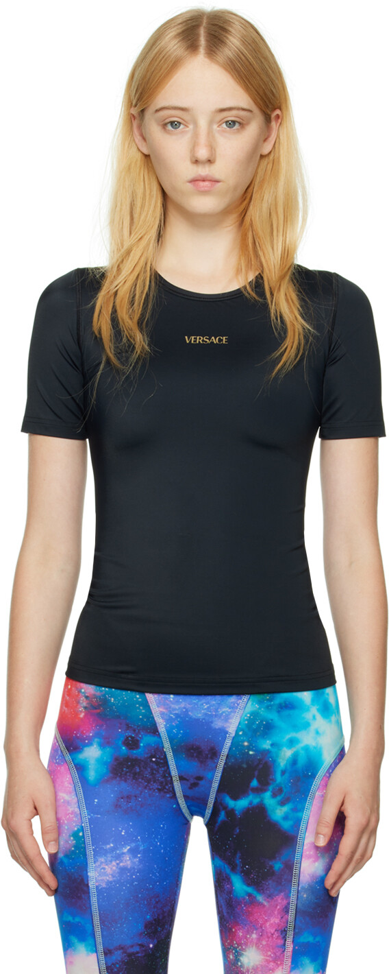 

Черный спортивный топ с принтом Versace Underwear