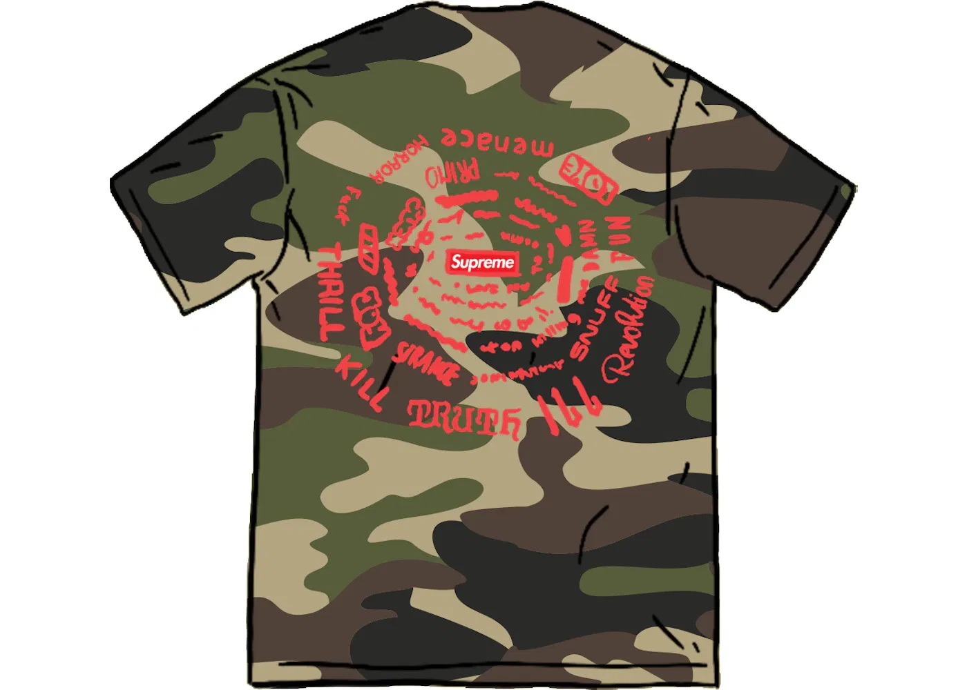 Мужская футболка с принтом Supreme Tee, Woodland Camo
